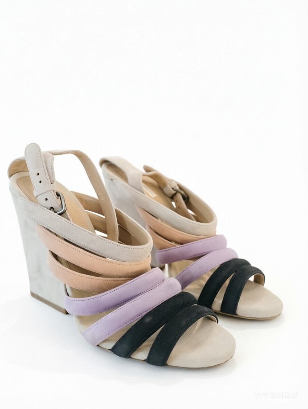 Dries Van Noten grey black lavander strappy sandals - Picture 3 of 12